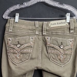 Rock Revival Olive Embellished Boot Cut Jeans